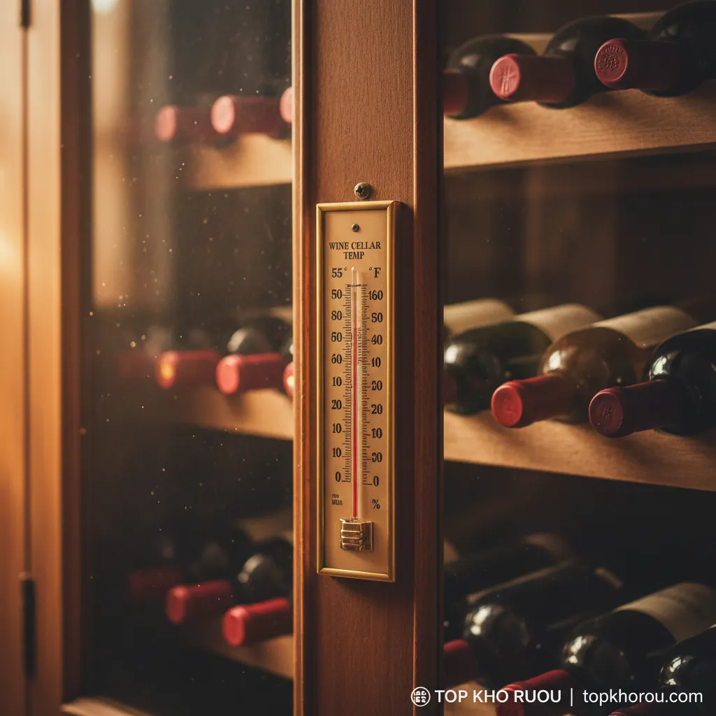 2. Cận cảnh nhiệt kế tủ rượu vang
