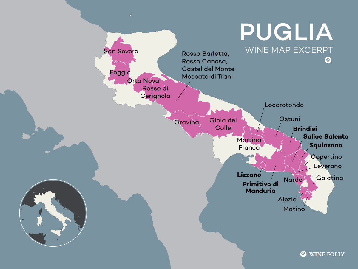 Các vùng làm rượu vang của Puglia