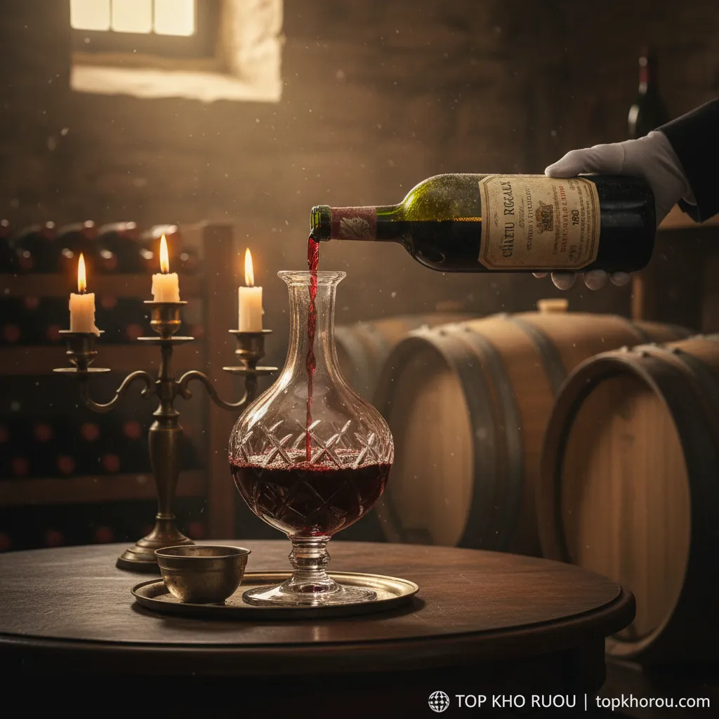 Nghi thức chiết rượu vang đỏ ra decanter