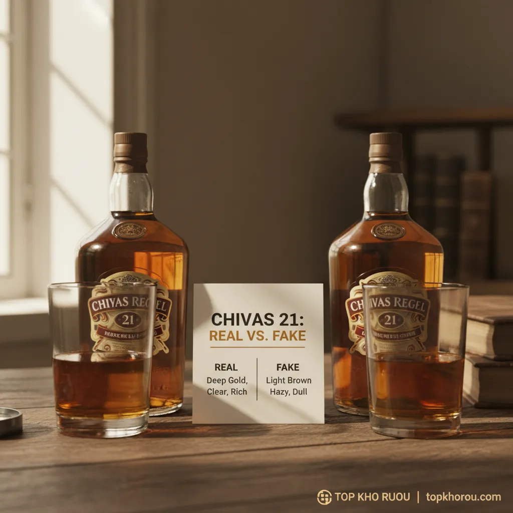Đối chiếu màu rượu Chivas 21