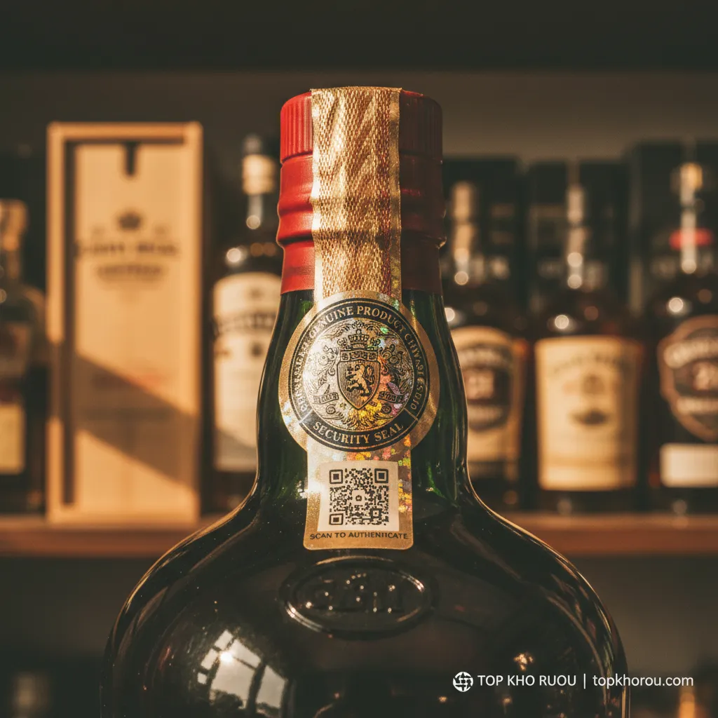 Chi tiết tem chống giả Chivas 21