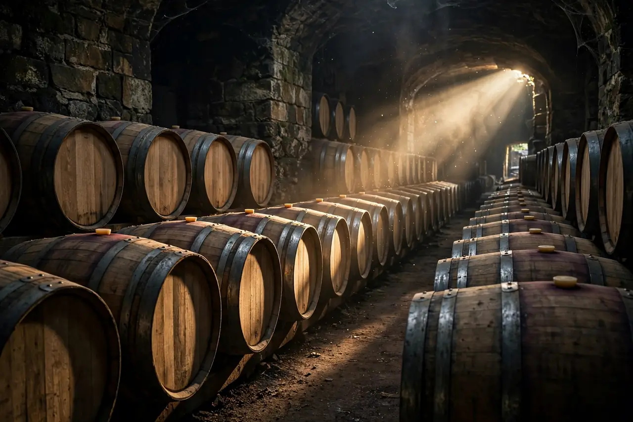Thùng gỗ sồi ủ whisky trong hầm rượu - ý nghĩa số năm tuổi
