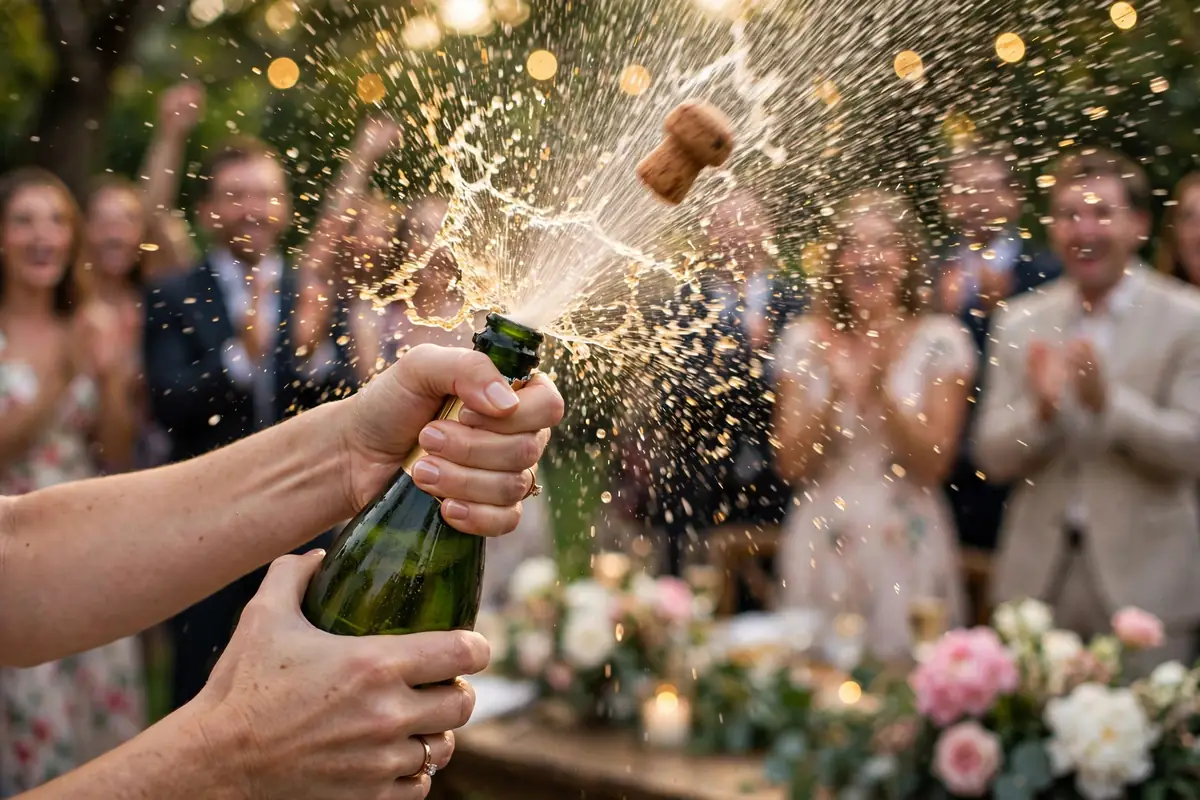Khui champagne tại tiệc cưới — cách chọn rượu cho sự kiện thêm phần trang trọng